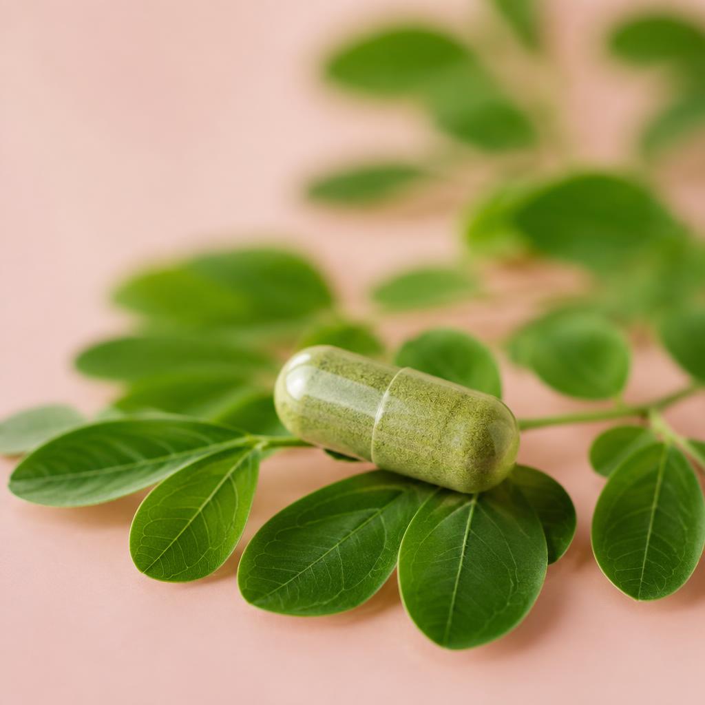 Gélule et feuilles de Moringa