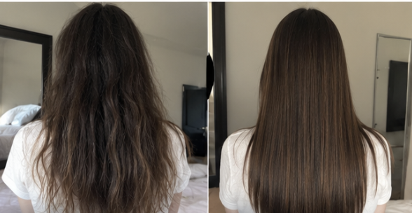 Avant / après cheveux de Charlotte D.